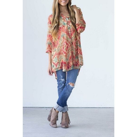 Show Me Your Mumu downtown tunic top button down S kimono - Picture 2 of 14